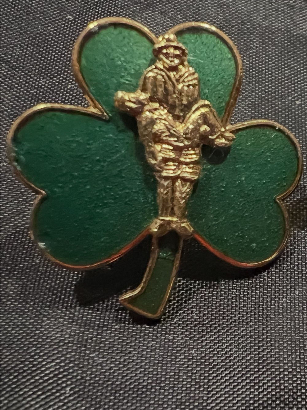 Vintage Green Shamrock Pin with Gold Accent - Women Jewelry